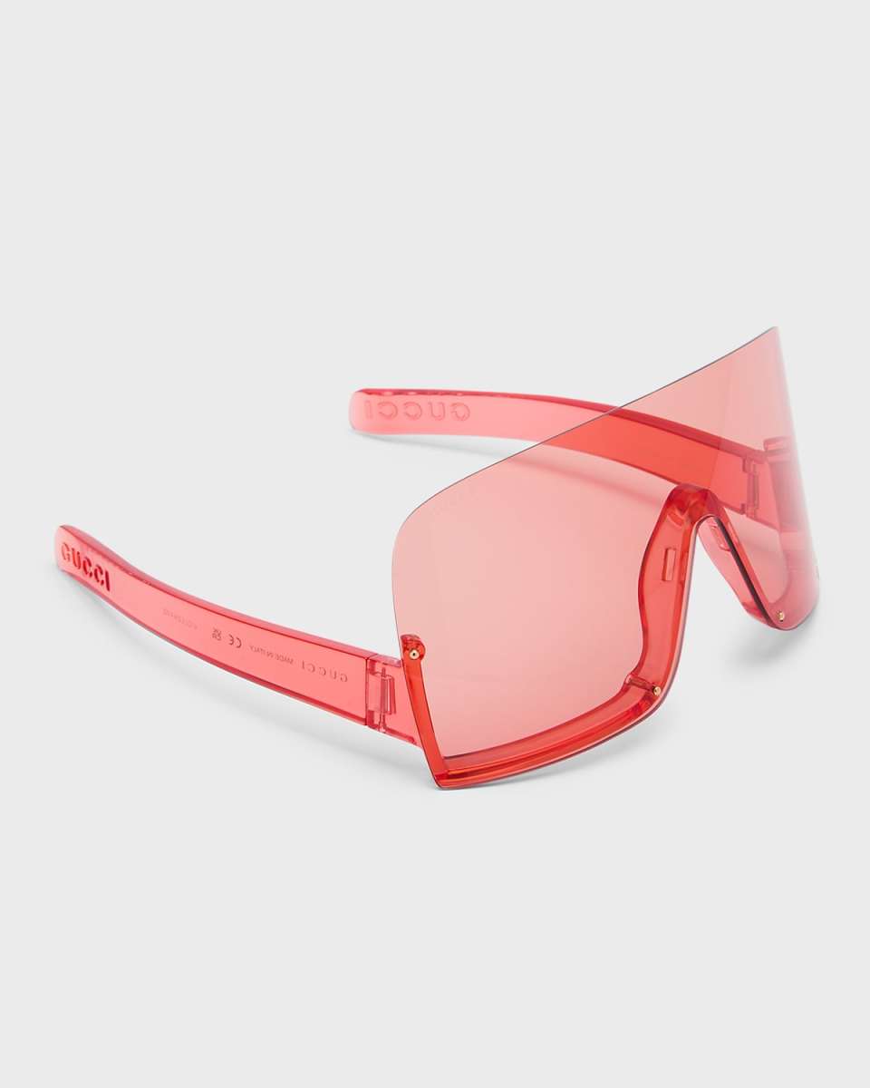 Half-Rimmed Plastic Shield Sunglasses